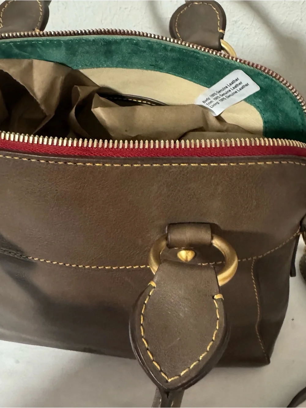 Dooney & Bourke Florentine Cameron Leather Satchel with Gold-Tone Hardware EUC